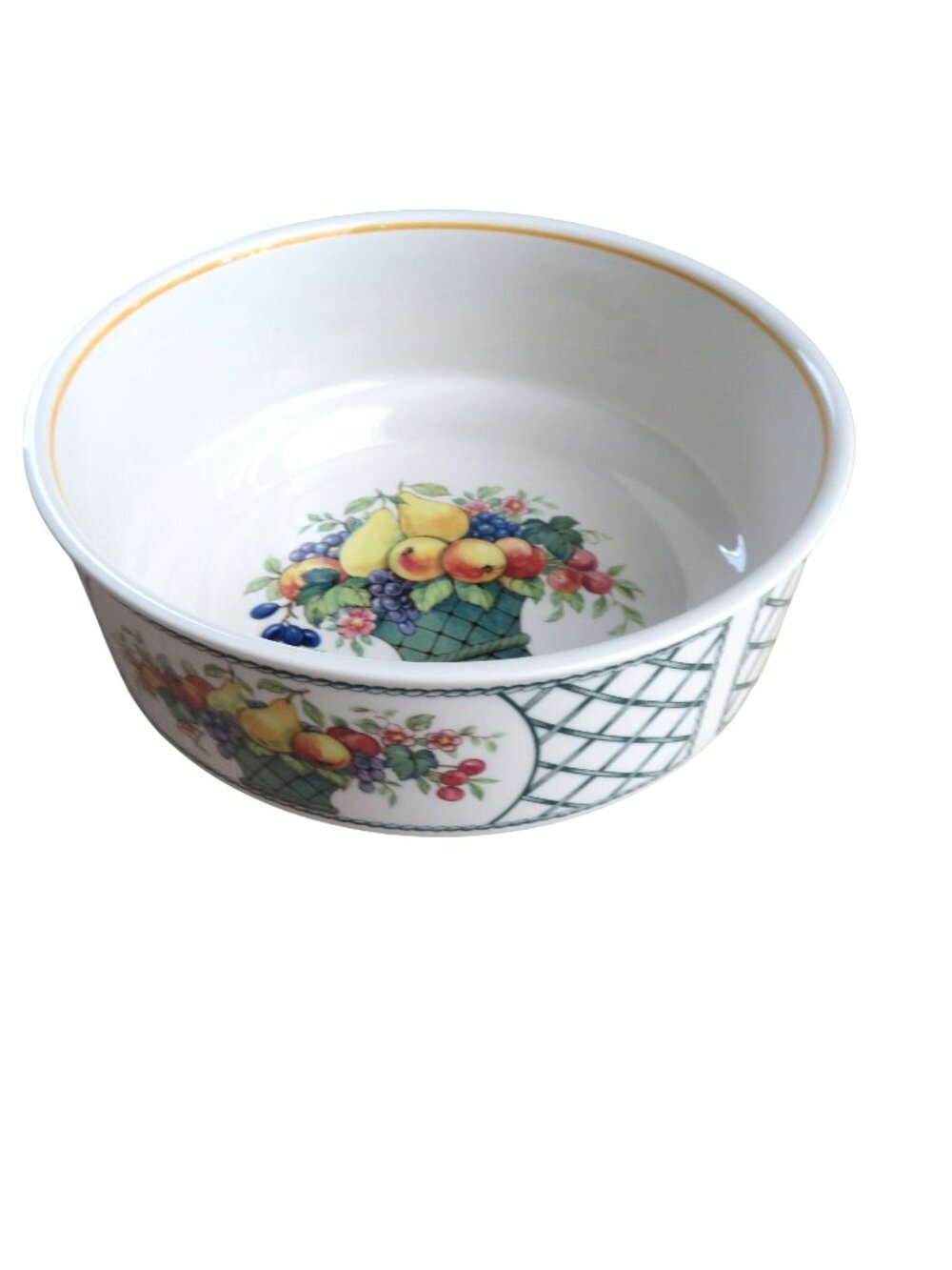 Villeroy & Boch Basket Round Serving Bowl Porcelain Fruit Motif 8 1/4" x 3 1/2